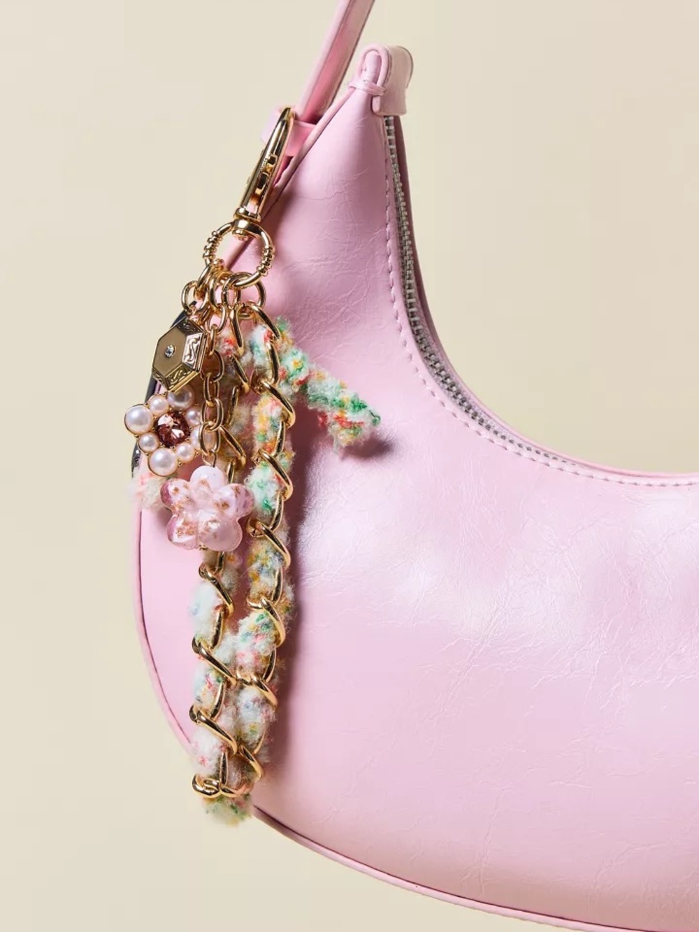Urban Outfitters Fuzzy Floral Charm Bag Charm